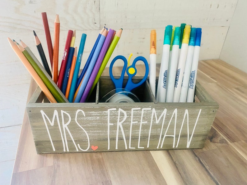 Personalized pencil holder Holiday teacher gift classroom gift Teacher appreciation New Teacher Principal gift end of year gift image 2