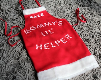 Holiday kids apron - kids Christmas gift - gift for mom - Holiday photo prop - child's apron - christmas apron - play kitchen