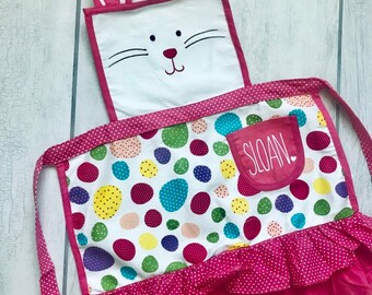 Easter apron - easter gift - easter kids - gift for grandkid - gift for grandparent - easter bunny - personalized easter gift