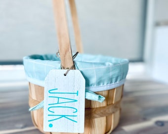 Personalized wooden Easter basket - personalized name tags - custom gift tags - storage labels - custom organization labels - playroom decor
