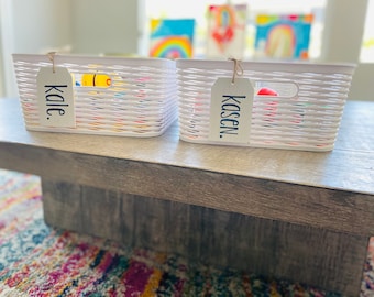 Personalized wooden labels - personalized name tags - custom gift tags - storage labels - custom organization labels - playroom decor