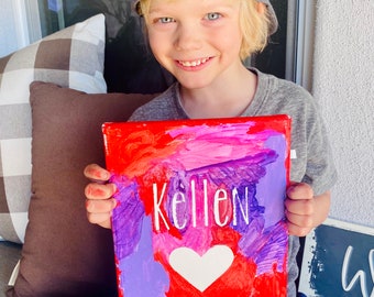 Personalized Valentine’s craft for kids - paint your own canvas - Valentine’s Day gift - teacher gift - valentine’s decor