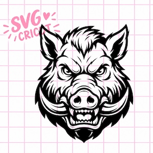 SVG de cabeza de jabalí salvaje: diseño de camiseta, cerdo agresivo,