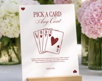 Pick a Card Any Card Wedding Sign Template, Editable Canva Guest Book Alternative, Playing Cards Well Wishes Decor, Digital Download