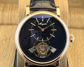 Generalüberholte Vintage-Herrenarmbanduhr Breguet Classique Tourbillon Automatik mit schwarzem Zifferblatt, funktionsfähig