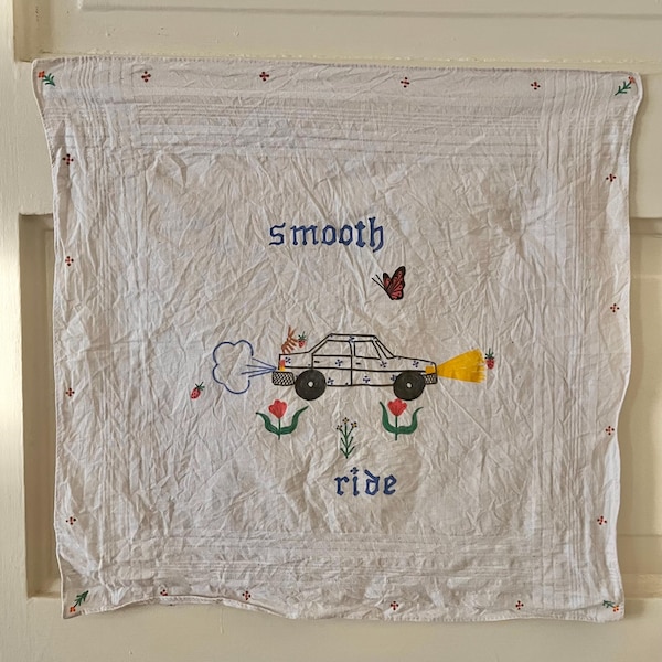 Smooth Ride 84 Corolla Plant Dyed Hand Drawn Handkerchief