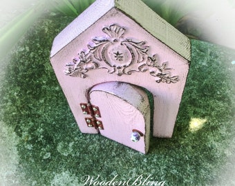 Fairy Door that opens, Fairy Garden, Mothers Day, Garden Decor, Birthday, Gift for Her, Housewarming, Filigree, Pink Fairy Door, Distressed