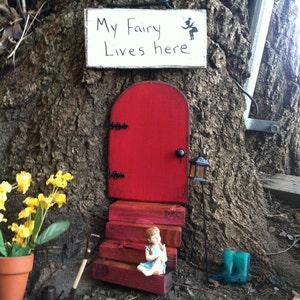 Fairy Garden, Gift Set, Fairy Door, Red Door, Garden Decor, Gifts for ...