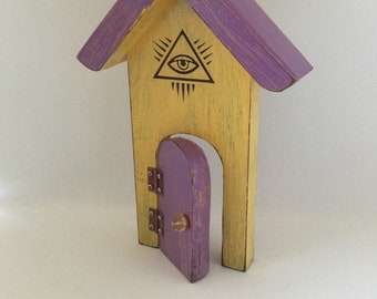 Fairy Door, Fairy Garden, Eye of God, Reclaimed Wood, Eye of Provence, Opening, Gift for Her, Garden, Birthday, Christmas, Mother's Day