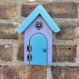 Blue Fairy Door, Fairy garden, Fairy door, unique, housewarming , birthday,  Handmade, Garden, Gift, Girls, Garden Decor, Tooth Fairy Door,