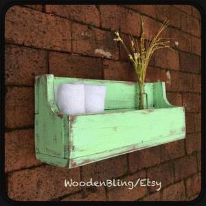 Shelf, Bathroom Shelf, Reclaimed Wood, Nursery, Bookshelf, Boys, Girls, Kids Room, Room Decor, Distressed Green, Personalized, Flower Box