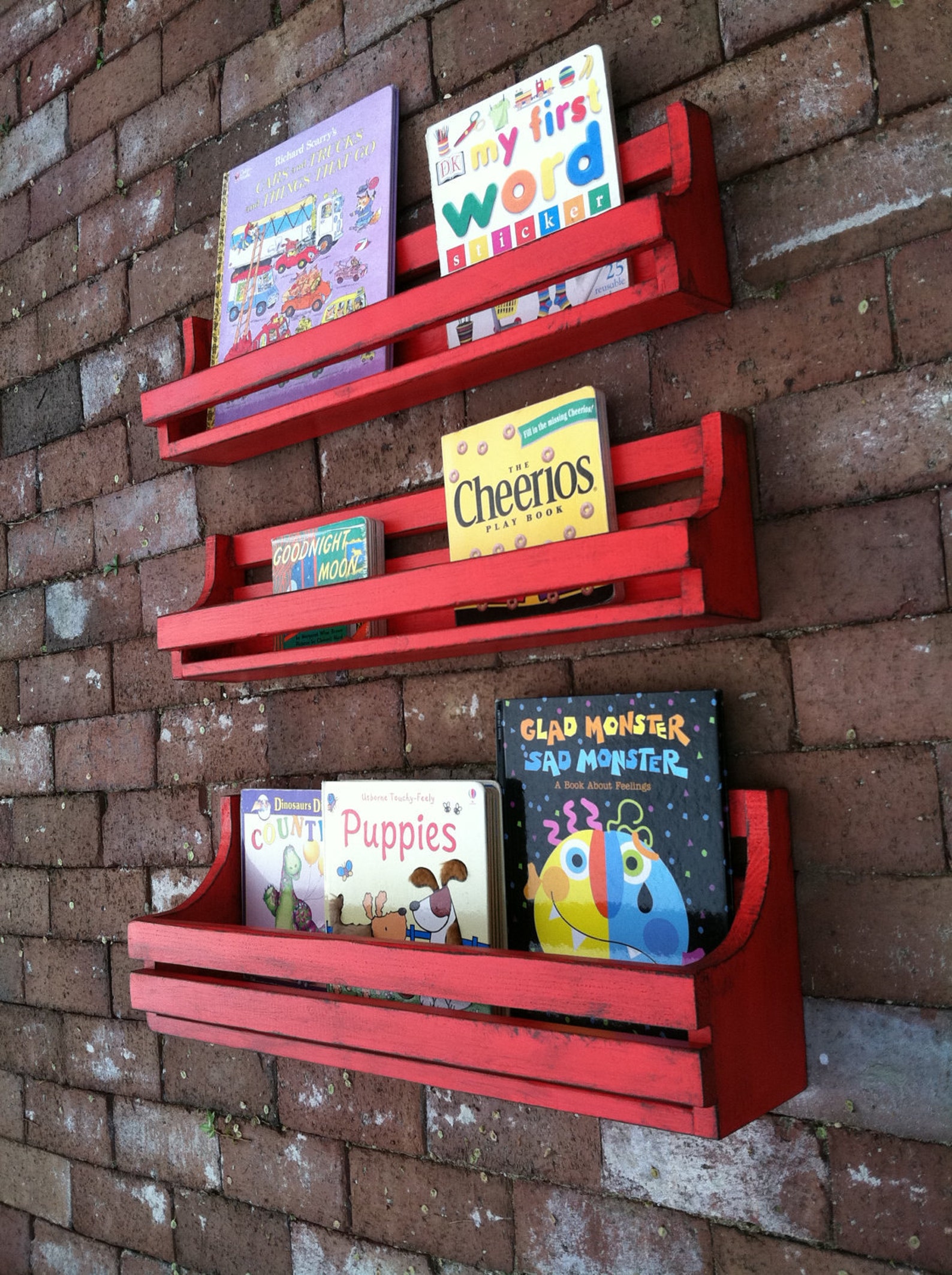 Wall Hanging Children's Bookshelves Reclaimed Wood Etsy