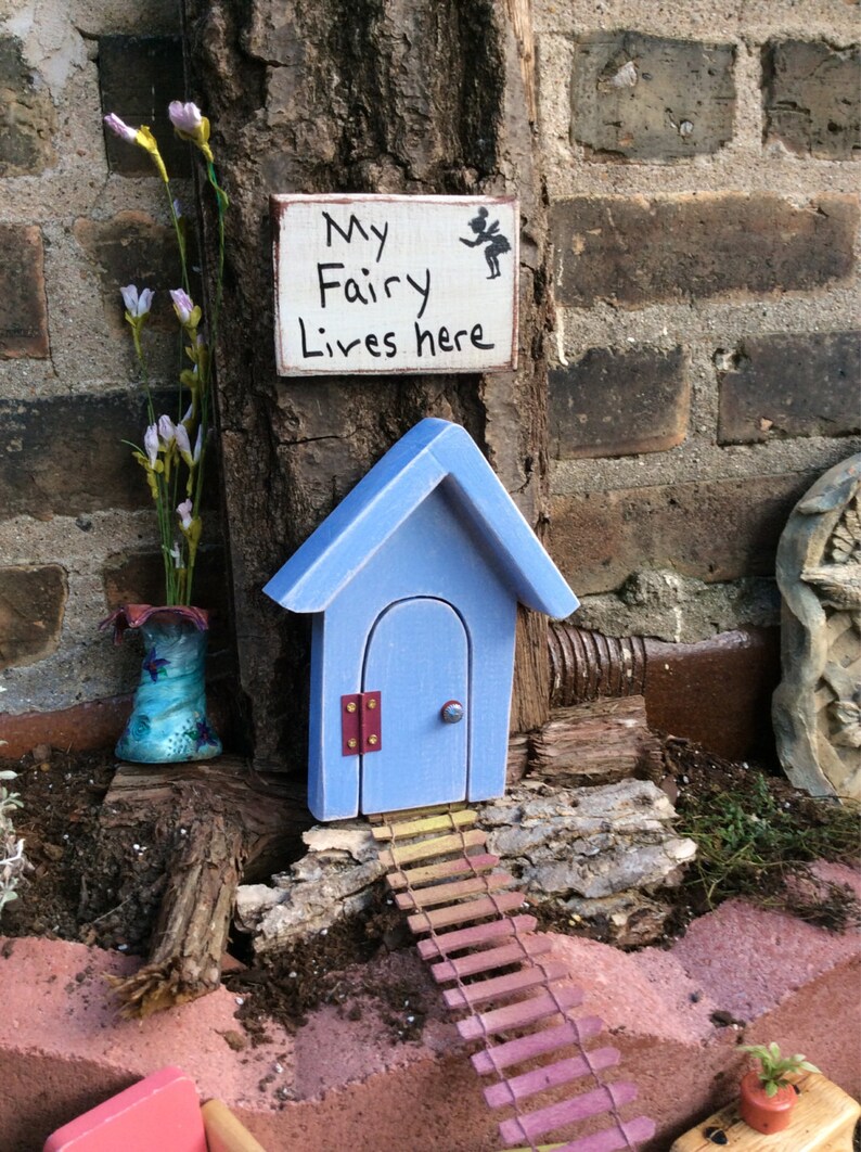 Distressed Fairy Door Fairy Garden Miniature Door Opening image 0