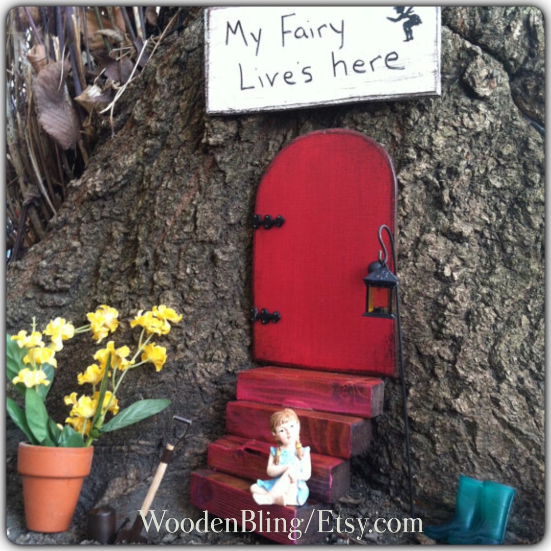Fairy Garden, Gift Set, Fairy Door, Red Door, Garden Decor, Gifts for