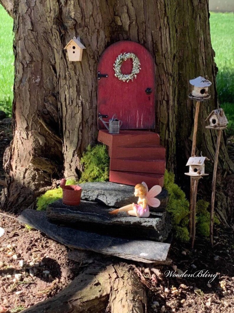 Fairy Garden, Gift Set, Fairy Door, Red Door, Garden Decor, Gifts for ...