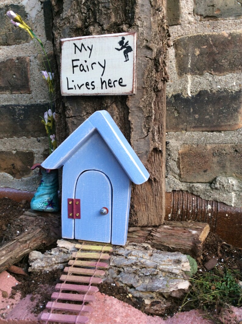 Distressed Fairy Door Fairy Garden Miniature Door Opening image 1