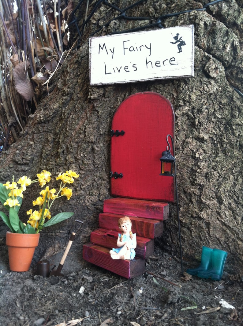 Fairy Garden, Gift Set, Fairy Door, Red Door, Garden Decor, Gifts for ...