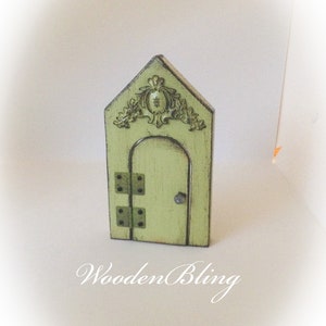 Gifts for Her, Fairy Door that opens, Fairy Garden, Mother Day, Garden Decor, Birthday, Housewarming, Filigree, Green Fairy Door, Distressed