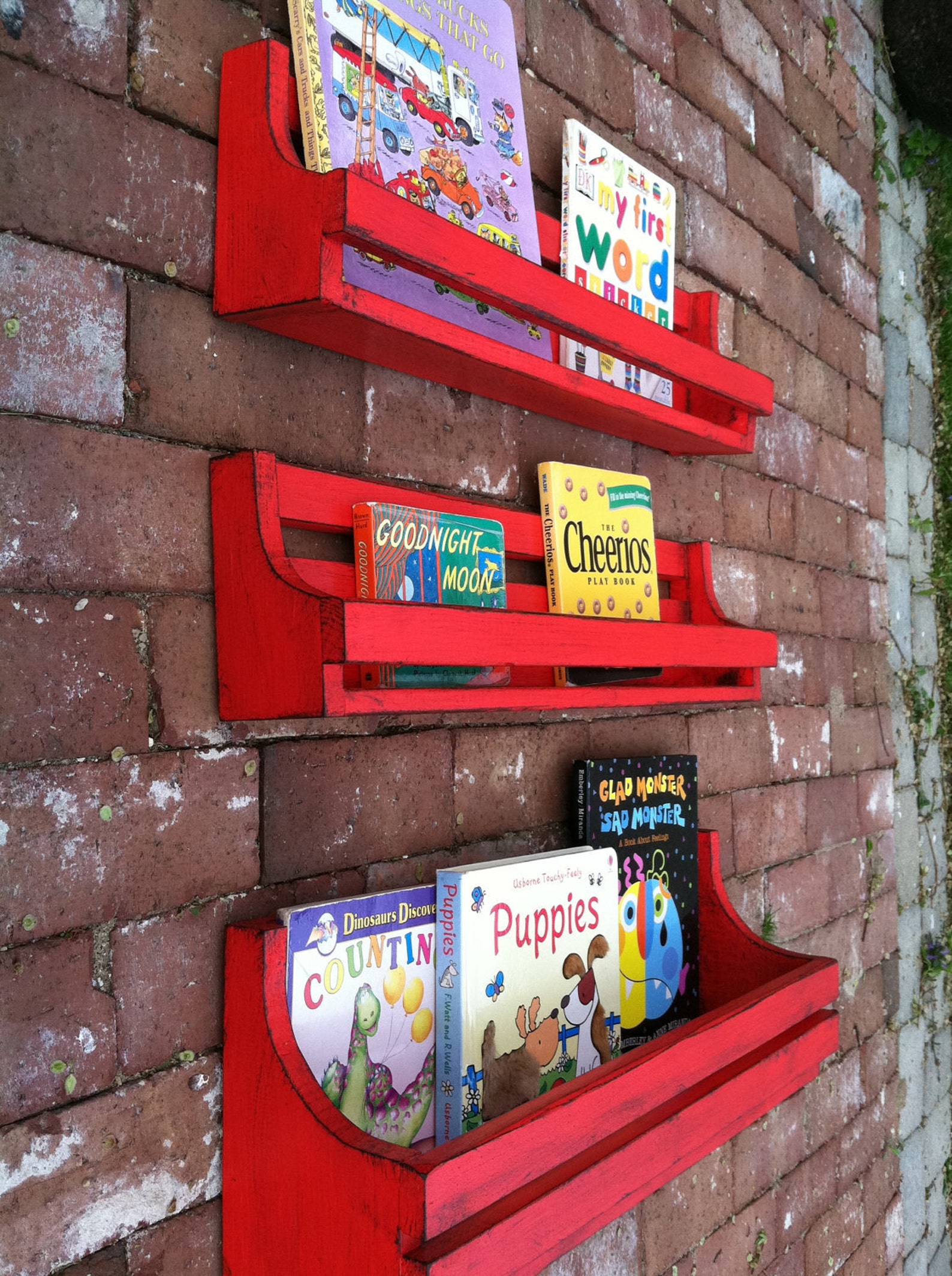 Wall Hanging Children's Bookshelves Reclaimed Wood Etsy