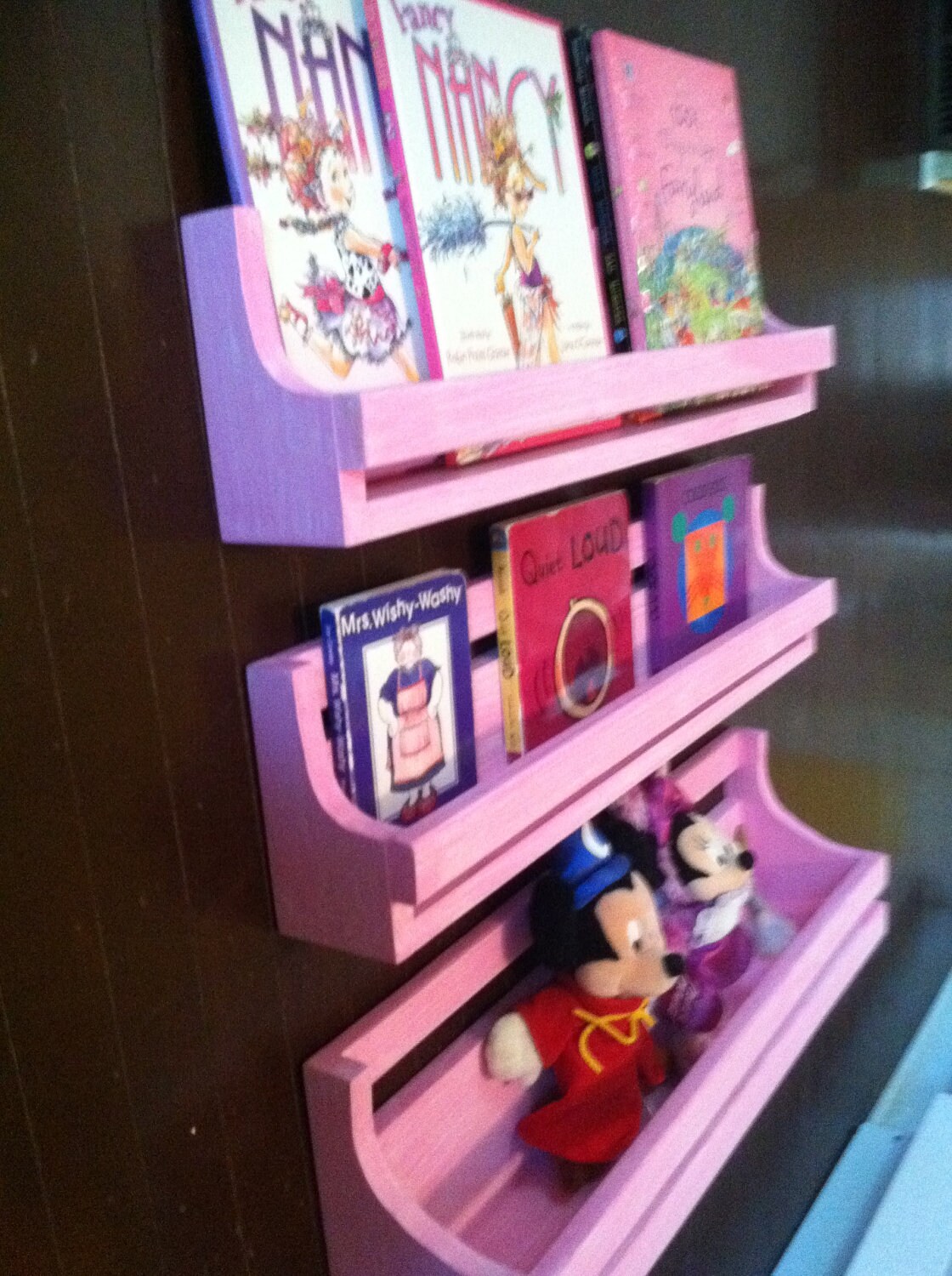 Childrens Bookshelf Set of 3 Distressed Pink Hanging Book Etsy