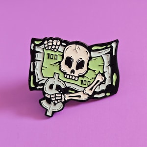 Emaljnålar Squelette 100 dollar, Streetwear Skate Accessoar (brosch)