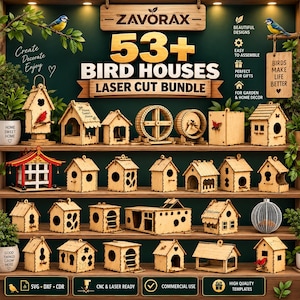 53+ laser cut files svg bundle, bird house cnc files stl, laser cut birdhouse bird feeder plans, laser cut bundle dxf cdr digital download