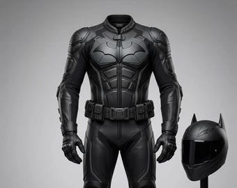 Batman-Inspired Armored Biker Suit | Men's Black Leather Motorcycle Racing Suit