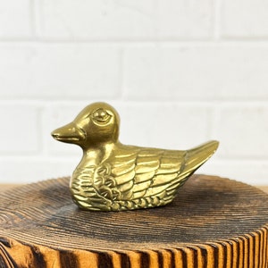 3&quot; Vintage Brass Duck Duckling Figurine Miniature Gold Metal Duck Little Duck Figure