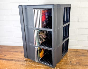 Vintage Alpha Spinning CD Rack – 144 Slot Black Plastic Disc