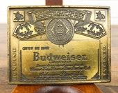 Vintage Brass Budweiser Belt Buckle Aged Official Budweiser Collectible Beer Lager Genuine Anheuser Busch Old