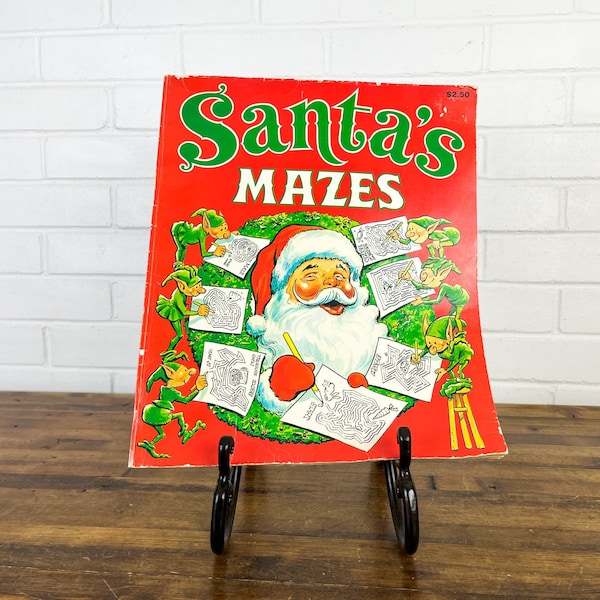 80s Santa Maze Christmas Coloring Book Authentic Vintage 1980s Retro Christmas Scenes to Color Holiday Games to Photocopy