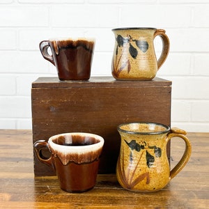 Set of 4 Vintage Coffee Mugs Coffee Shop Mugs Restaurantware Coffee Cup Set Floral Mug Set