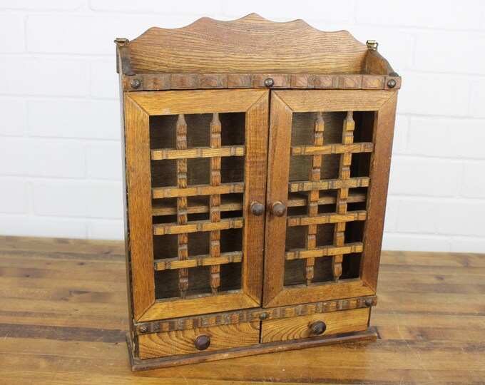 Vintage Wooden Spice Rack With Doors and 2 Pull Out Drawers Etsy