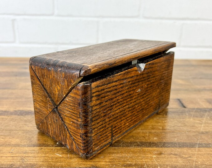 Late 1800s Antique Singer Oak Wood Box Tailed Folding Box Held Sewing