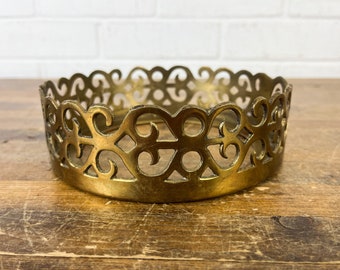 6" Round Vintage Brass Candle Ring Centerpiece Brass Candle Holder