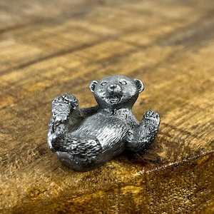 2000s Miniature Pewter Bear Figurine Authentic Vintage 2001 Tiny Metal Cub Bear Laughing Tiny Thing Little Items Little Thing Bear Gifts