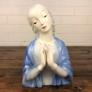 Vintage Madonna Bust Statue by Goldscheider Authentic Vintage Religious Decor Virgin Mary