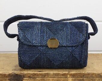 metallic blue purse