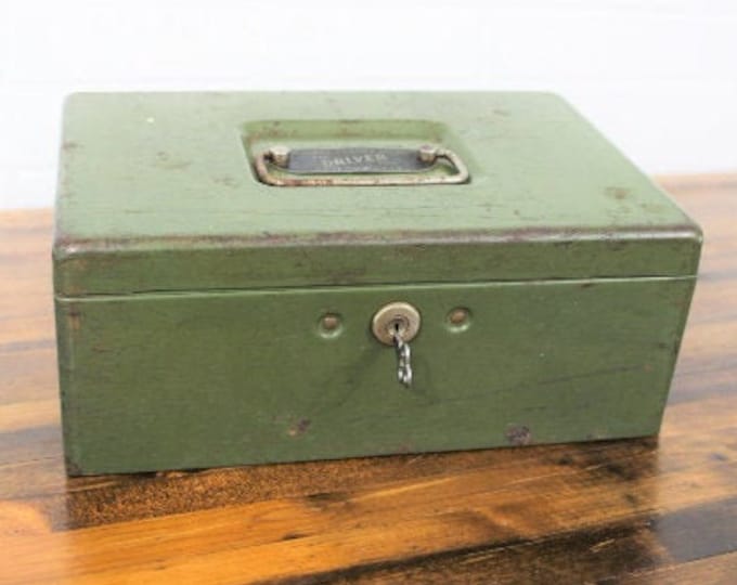 Industrial Vintage Green Metal Lock Box With Working Key Etsy