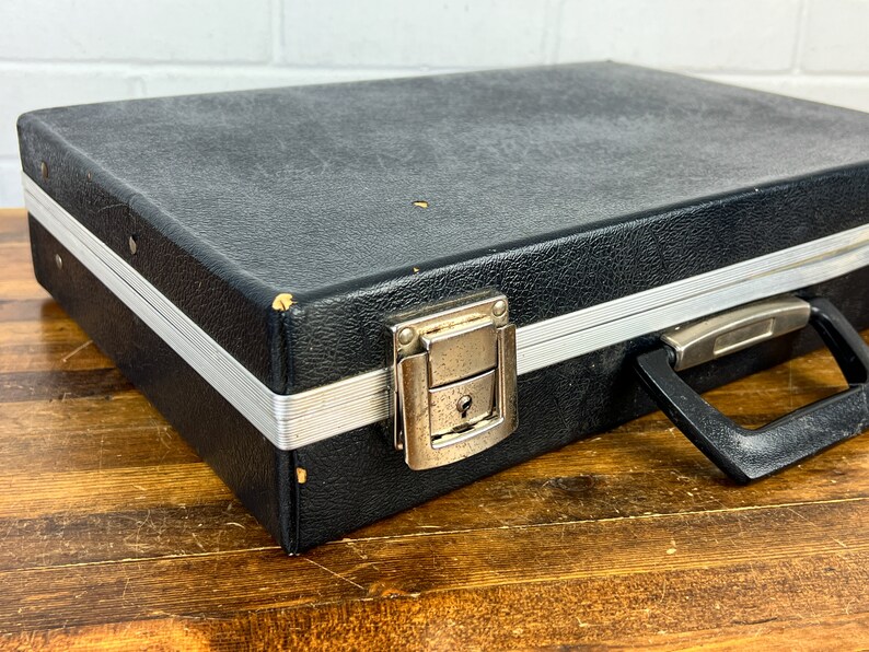 Distressed Vintage Black Briefcase With Silver Accents Men Etsy