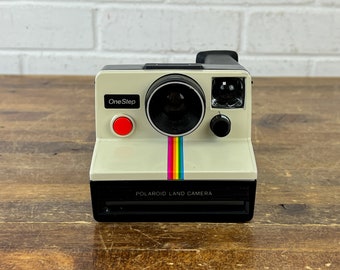 Vintage Polaroid One Step Instant Land Camera with Rainbow Stripe with Strap Uses SX-70 Film Retro Camera Vintage Polaroid Rainbow