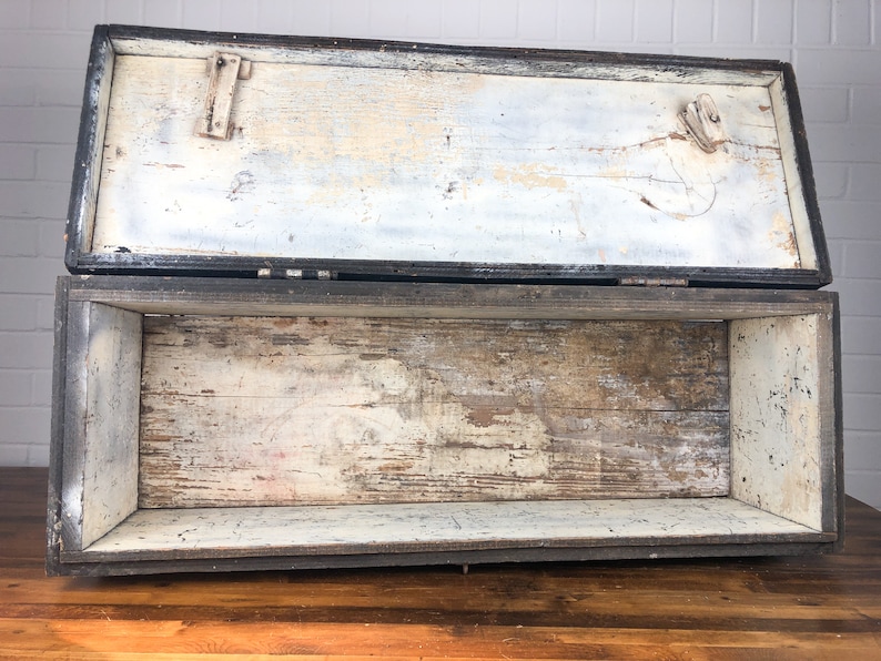 3 Feet Wide Large Black Wood Box With Hinged Lid Authentic Etsy