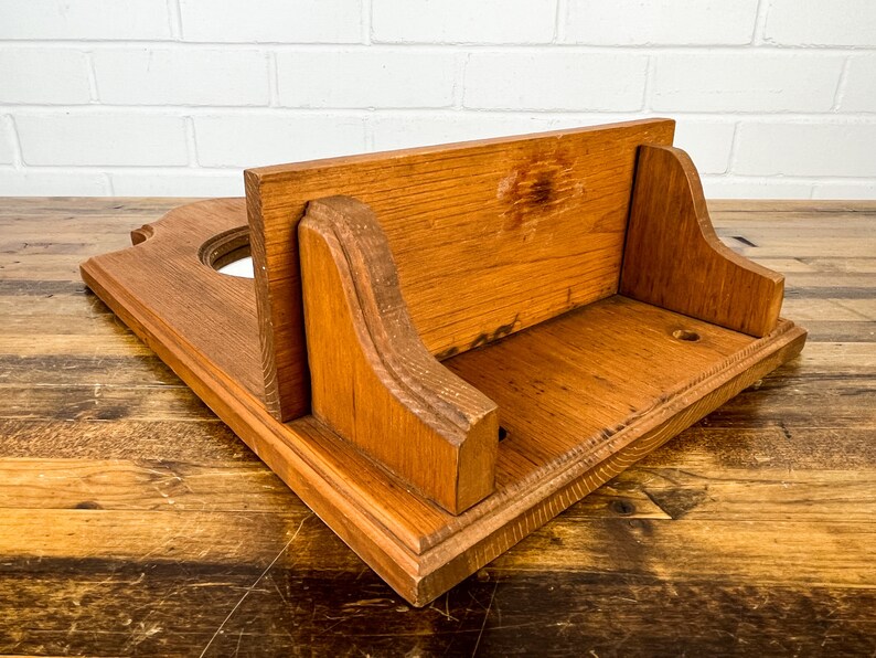 Vintage Wooden Wall Mirror With Shelf Handmade Hanging Wood Etsy