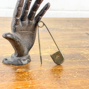 Vintage Silver Steel Jumbo Safety Pin #4 | Key Tag Safety Pin | Industrial Laundry Pin | Military Locker Tag Pin | Horse Blanket Pin