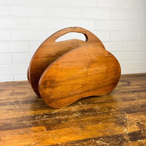 Vintage Mid-century Modern Wooden Magazine Rack • Handmade Bean