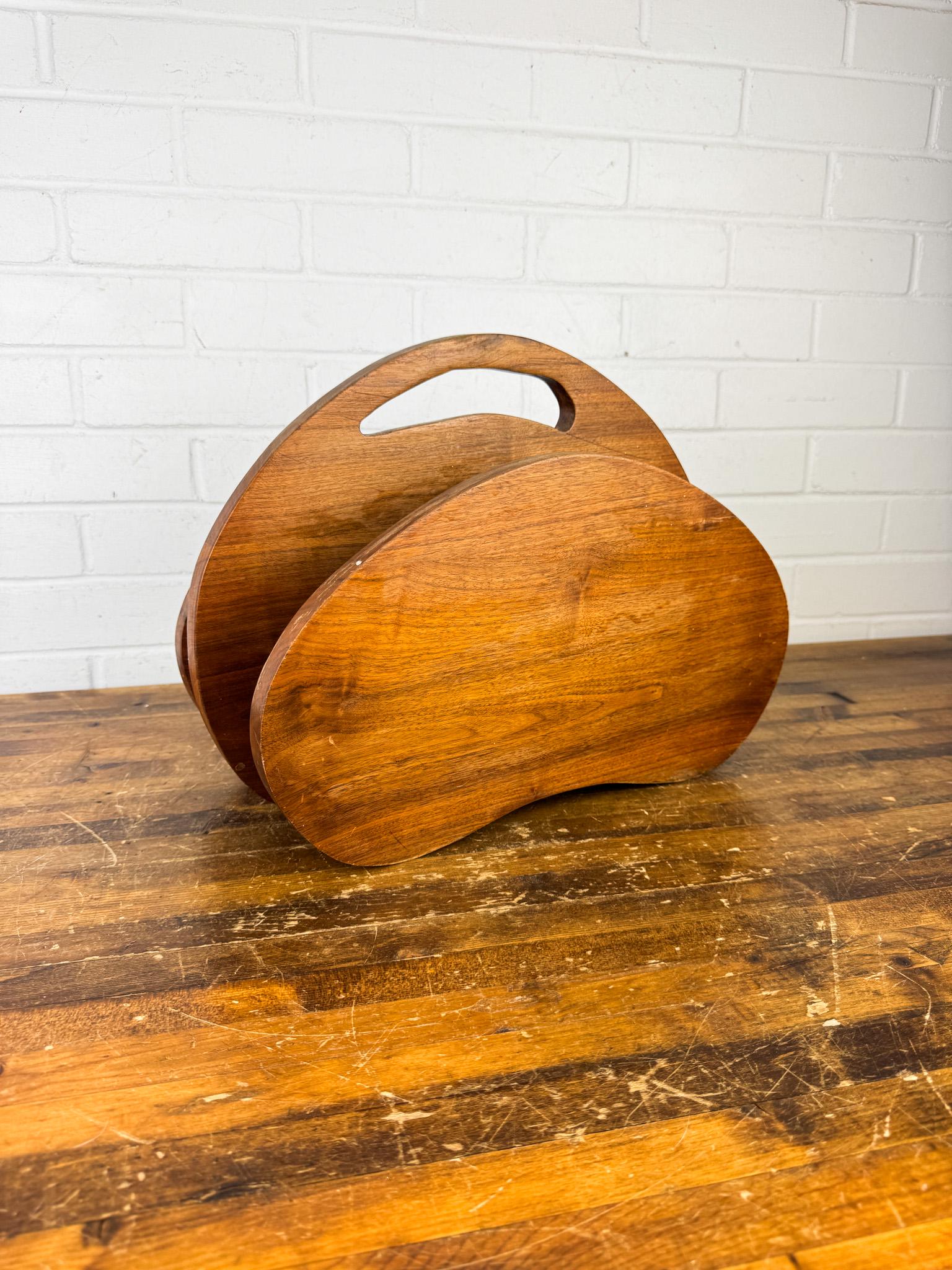 Vintage Mid-century Modern Wooden Magazine Rack • Handmade Bean