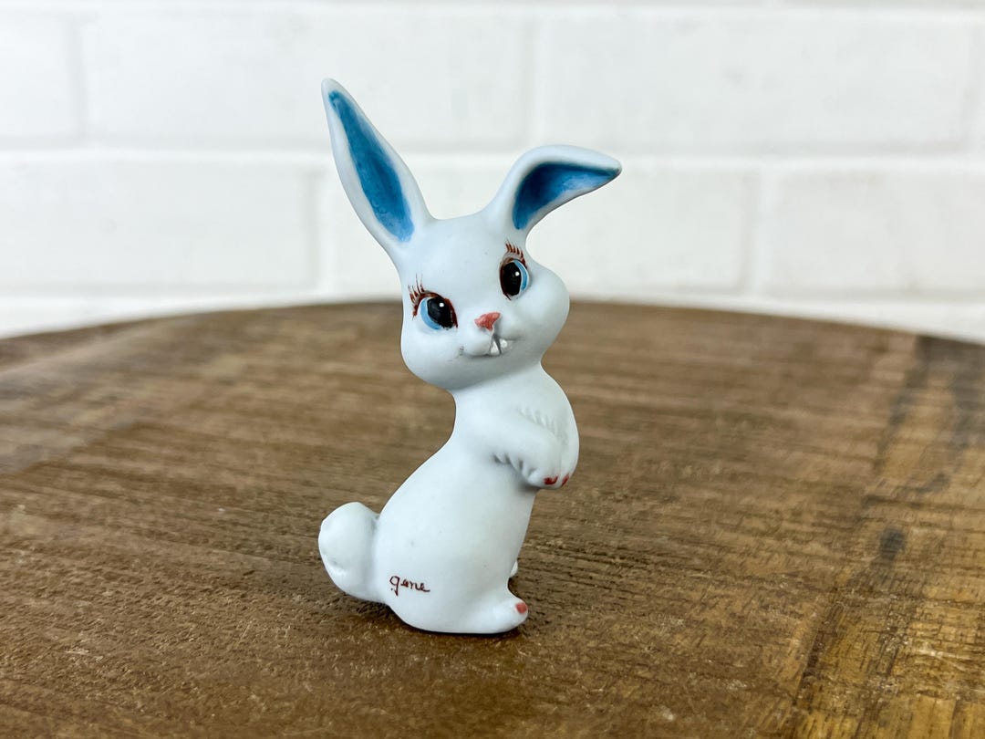 Vintage Blue Bunny Rabbit Figurine Marked Gene Beautiful Blue Rabbit to ...