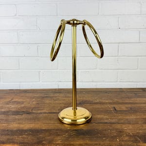 Vintage Gold Tone Metal Hand Towel Rack Freestanding Countertop Towel Holder for Hand Towels Finger Towels Gold Bathroom Hollywood Regency