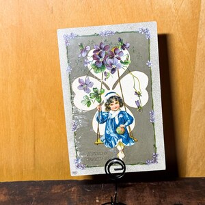 Vintage Four Leaf Clover Birthday Greetings Postcard Art 1909