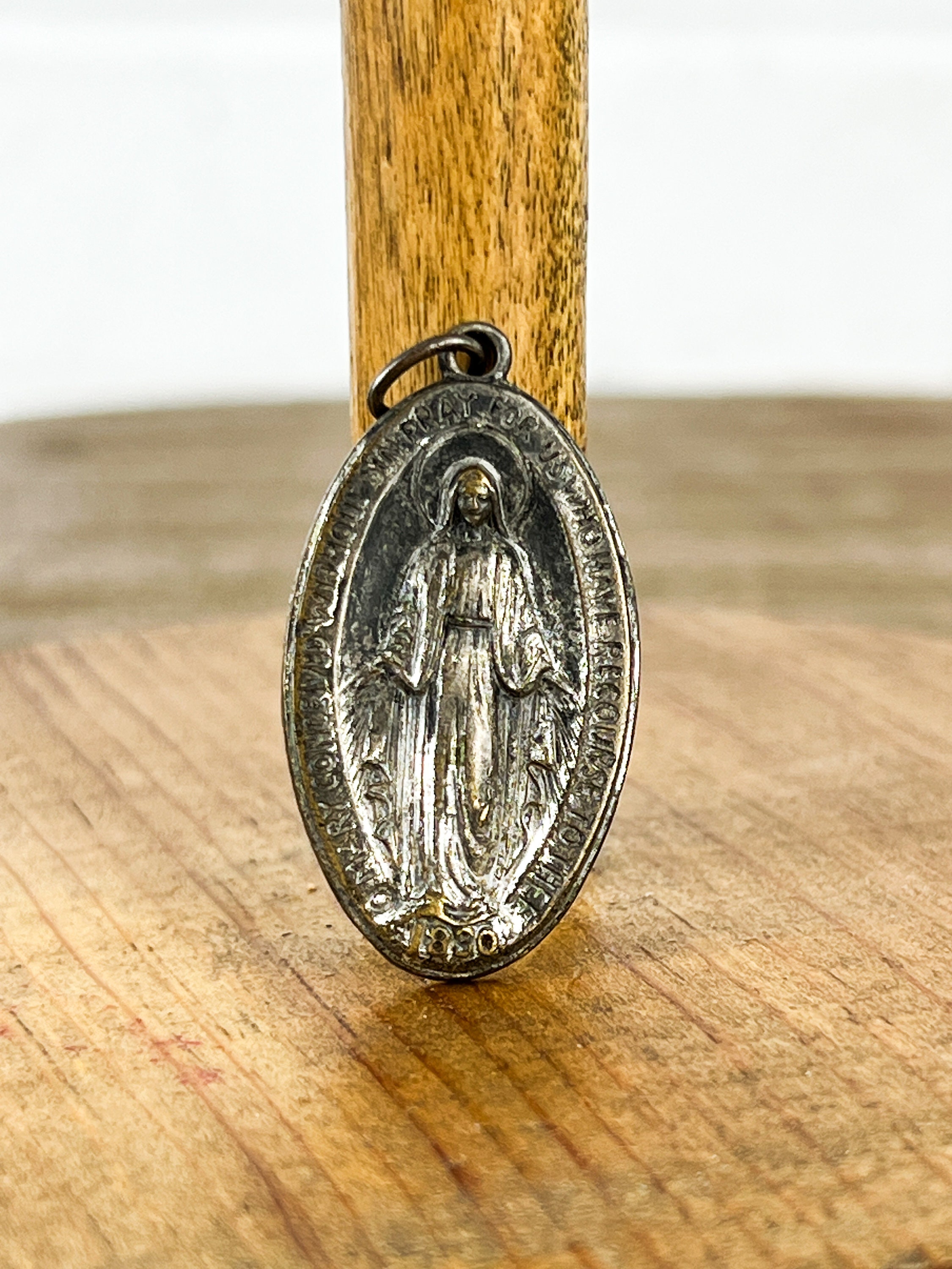 Vintage Miraculous Medal Religious Blessed Virgin Mary Pendant Rosary ...